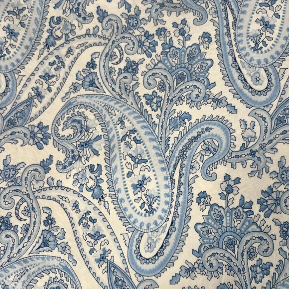 Lauren Ralph Lauren Unisex Paisley White Blue Flat Sheet Full Size - Picture 2 of 6
